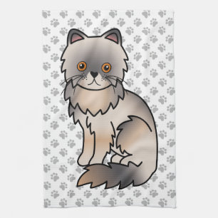 Linge De Cuisine Illustration de chat de dessin animé mignon persan