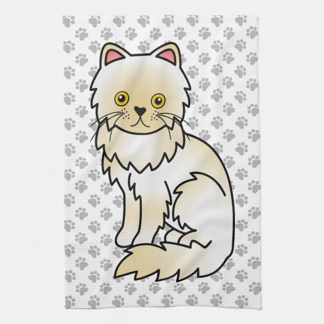 Linge De Cuisine Illustration de chat de dessin animé mignon persan (Vertical)