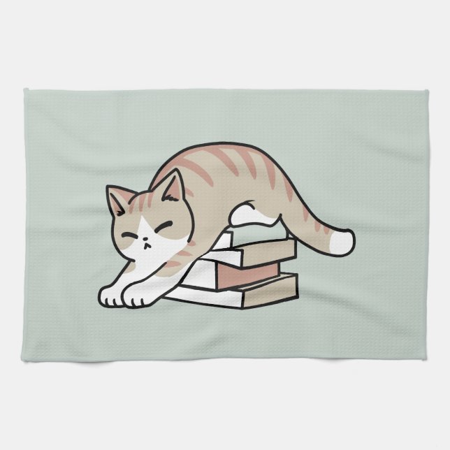 Linge De Cuisine Illustration de chat Lover - Curled Up & Cosy (Horizontal)