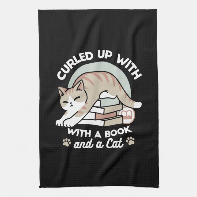 Linge De Cuisine Illustration de chat Lover - Curled Up & Cosy (Vertical)