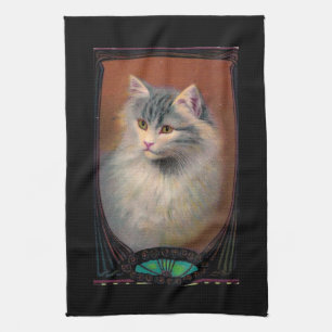 Linge De Cuisine Illustration de chat Vintage art nouveau