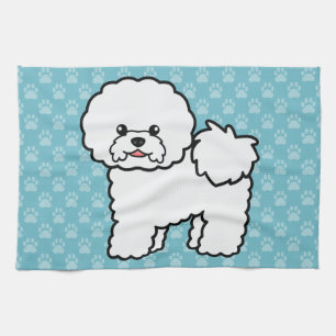 Linge De Cuisine Illustration de chien Bichon Frise de dessin animé