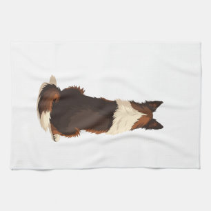 Linge De Cuisine Illustration de chien Border Collie vintage de dos