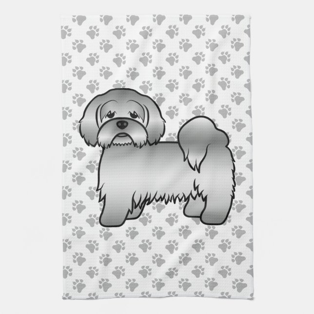 Linge De Cuisine Illustration de chien de dessin animé mignon Lhasa (Vertical)
