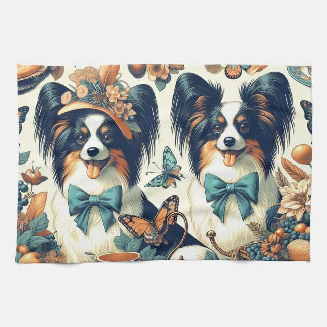 Linge De Cuisine Illustration de chien de papillon mignonne (Horizontal)