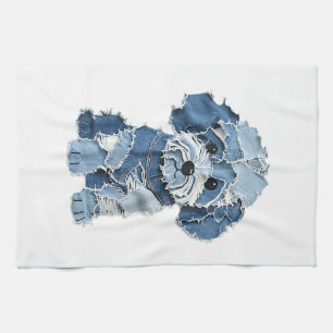 Linge De Cuisine Illustration de chien en patchwork de denim mignon