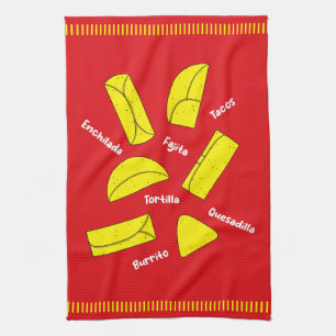 Linge De Cuisine Illustration de cuisine mexicaine rouge