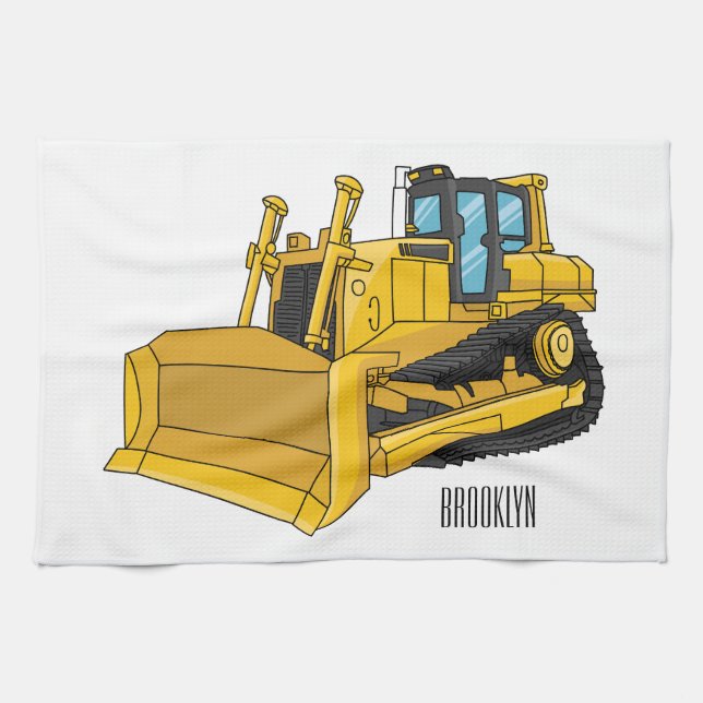 Linge De Cuisine Illustration de dessin animé Bulldozer (Horizontal)