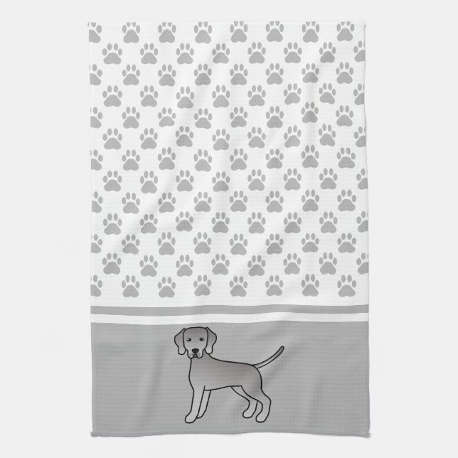 Linge De Cuisine Illustration de dessin animé de chien Weimaraner & (Vertical)