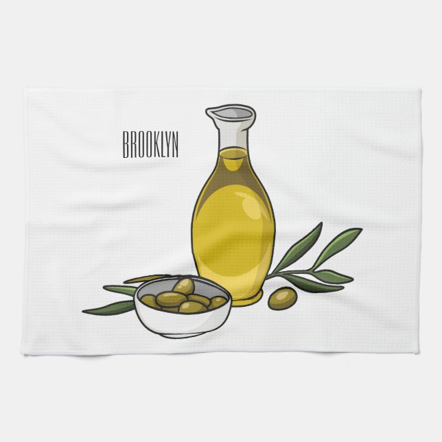 Linge De Cuisine Illustration de dessin animé d'huile d'olive  (Horizontal)