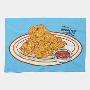 Linge De Cuisine Illustration de dessin animé sur le poulet frit