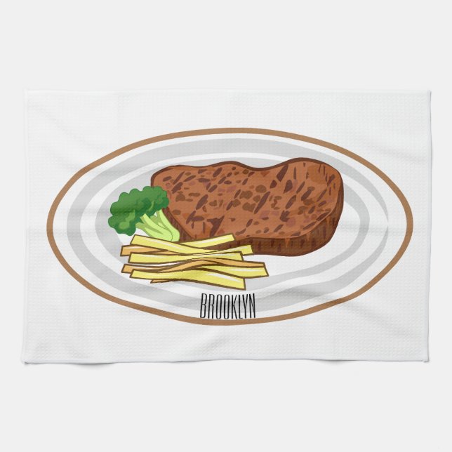 Linge De Cuisine Illustration de dessin de steak (Horizontal)