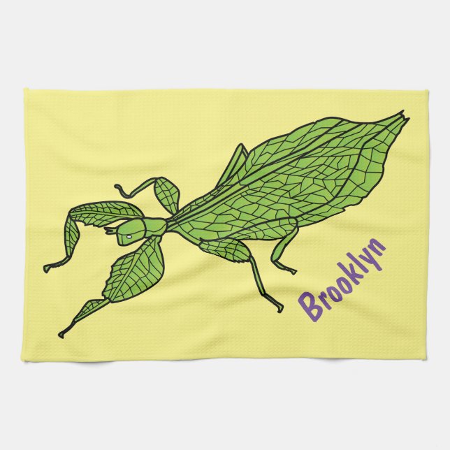 Linge De Cuisine Illustration de dessin d'insecte des feuilles vert (Horizontal)