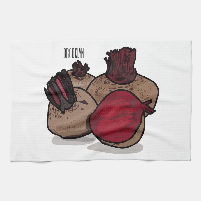 Linge De Cuisine Illustration de dessin sur la betterave (Horizontal)