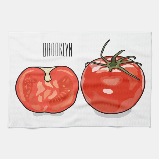 Linge De Cuisine Illustration de dessin sur la tomate (Horizontal)