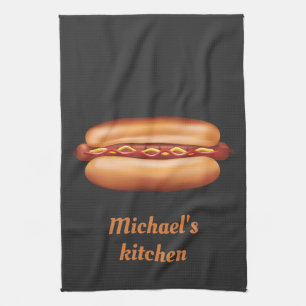 Linge De Cuisine Illustration de fast-food Hot Dog avec texte perso