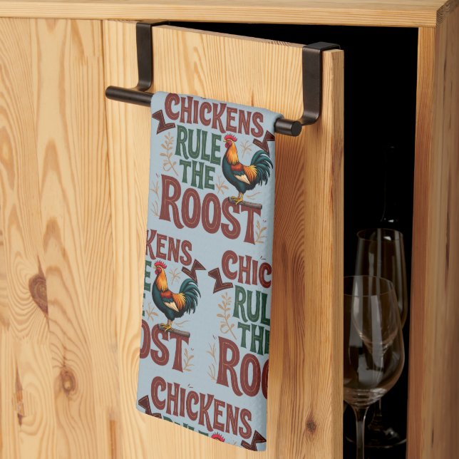 Linge De Cuisine Illustration de ferme rustique où les poules règne (Pliage en tiers)