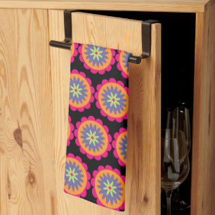 Linge De Cuisine illustration de formes florales orange et rose