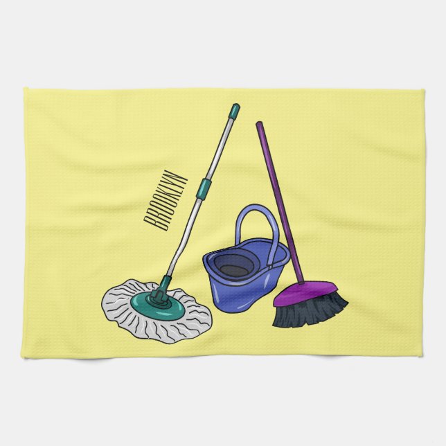 Linge De Cuisine Illustration de la bande dessinée Broom & mop (Horizontal)