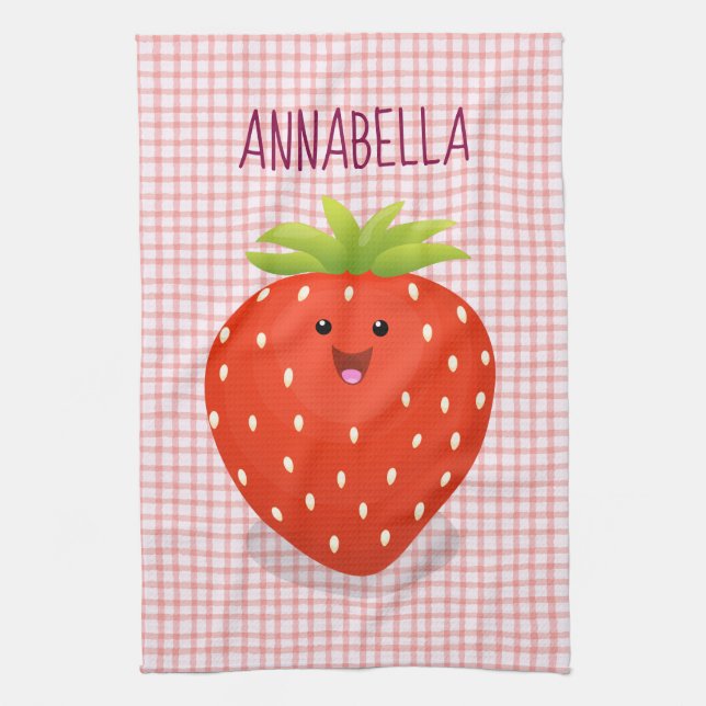 Linge De Cuisine Illustration de la fraise Cute kawaii (Vertical)
