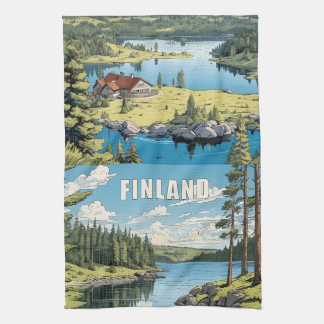 Linge De Cuisine Illustration de la nature finlandaise (Vertical)