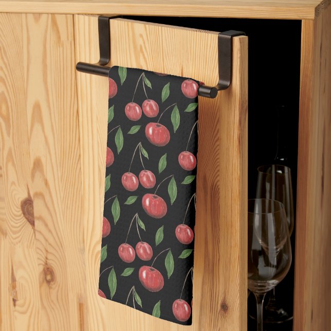Linge De Cuisine Illustration de l'aquarelle des cerises douces (Pliage en tiers)