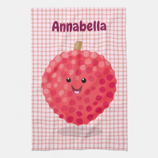 Linge De Cuisine Illustration de litchee rose mignon (Vertical)