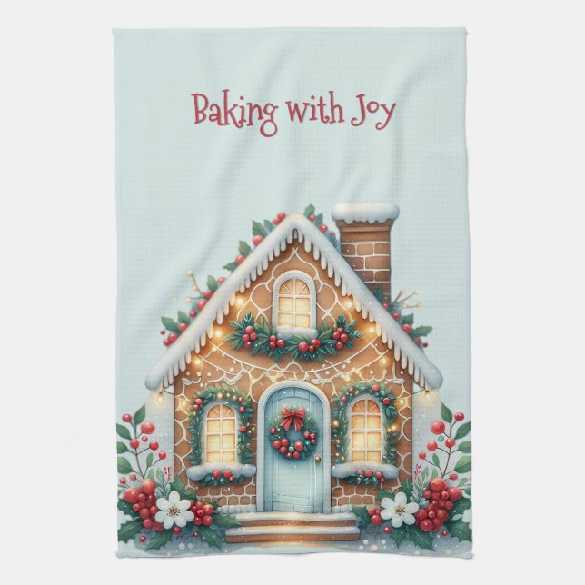 Linge De Cuisine Illustration de maison en pain d'épices cosy pour  (Vertical)