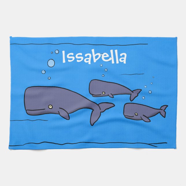 Linge De Cuisine Illustration de mignonne migratrice de baleines à  (Horizontal)