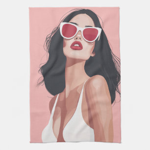 Linge De Cuisine Illustration De Mode Femme Design Avec Lunettes De