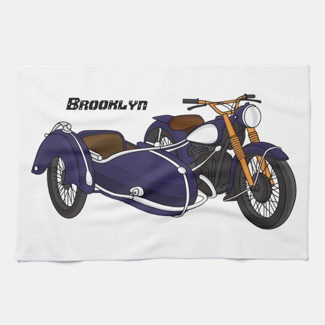 Linge De Cuisine Illustration de moto pourpre Sidecar (Horizontal)