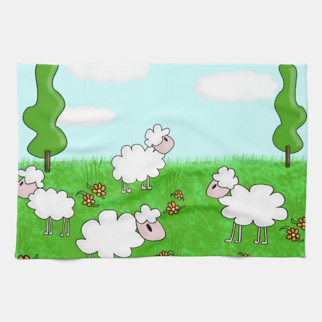 Linge De Cuisine Illustration de moutons mignons pour enfants (Horizontal)