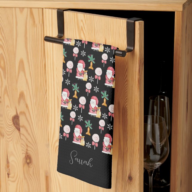 Linge De Cuisine Illustration de Noël Candy Santa (Pliage en tiers)