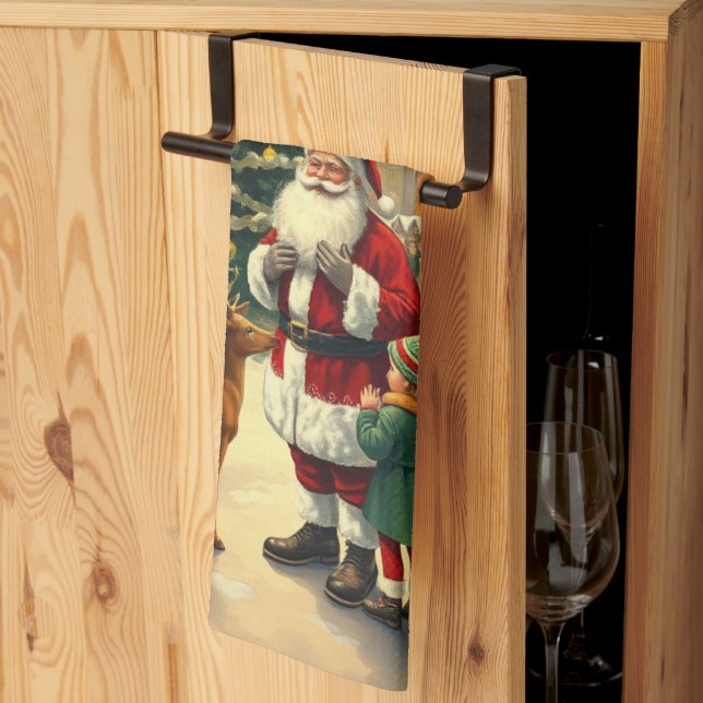 Linge De Cuisine Illustration de Noël Vintage (Pliage en tiers)