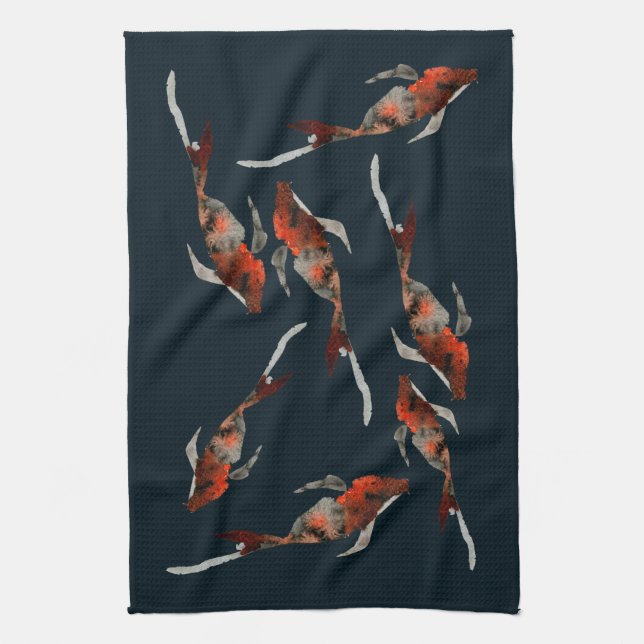 Linge De Cuisine Illustration de poisson koi aquarelle (Vertical)