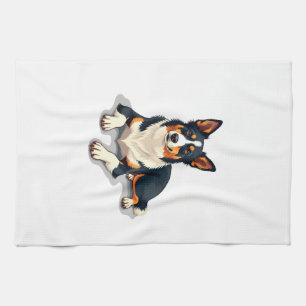 Linge De Cuisine Illustration de portrait vintage de Border Collie 
