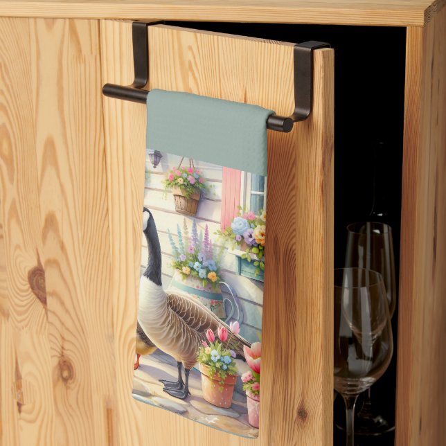 Linge De Cuisine Illustration de printemps d'oies de jardin de cott (Pliage en tiers)
