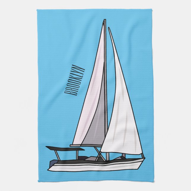 Linge De Cuisine Illustration de voilier (Vertical)