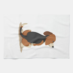 Linge De Cuisine Illustration de vue arrière de chien Beagle vintag