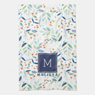 Linge De Cuisine Illustration des aquarelles du Motif Pastel Botani