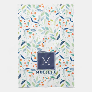 Linge De Cuisine Illustration des aquarelles du Motif Pastel Botani