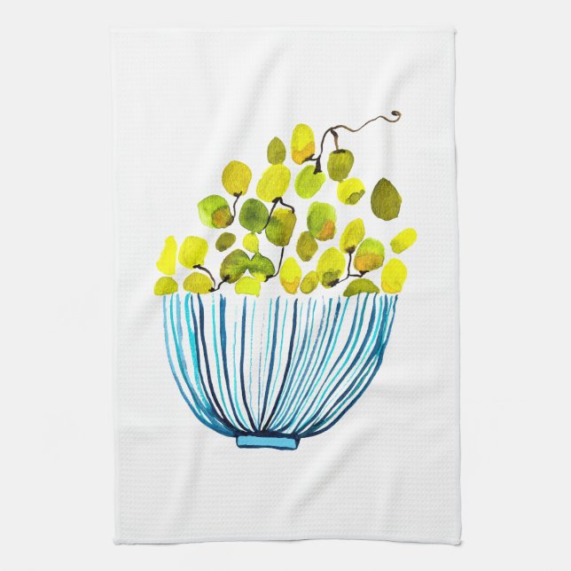 Linge De Cuisine Illustration des fruits de l'aquarelle des raisins (Vertical)