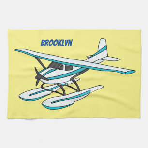 Linge De Cuisine Illustration d'hydravion bleu blanc