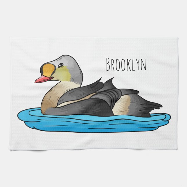 Linge De Cuisine Illustration d'oiseau de l'eider King (Horizontal)