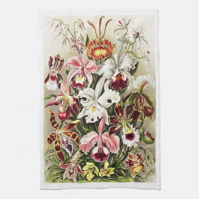 Linge De Cuisine Illustration d'orchidées vintages (Vertical)