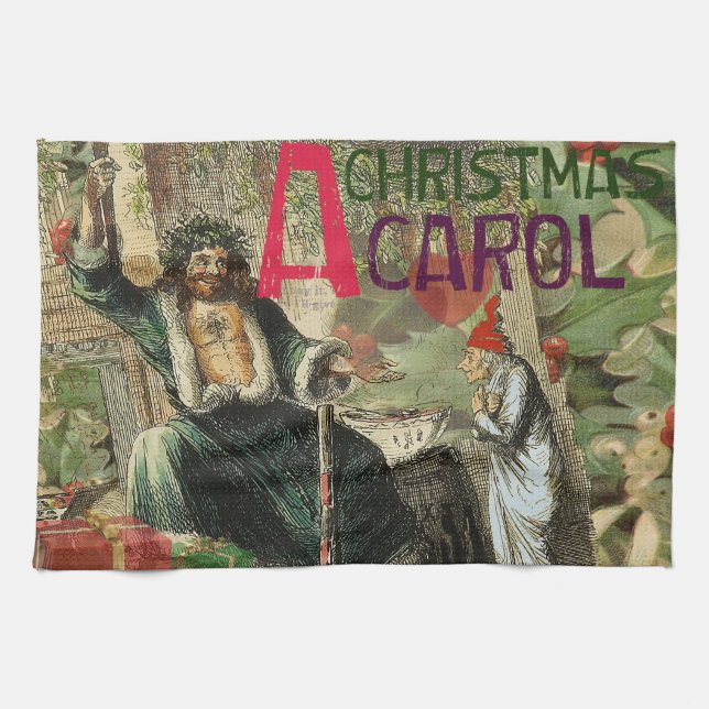 Linge De Cuisine Illustration du Fantôme de Noël Présent Scrooge (Horizontal)