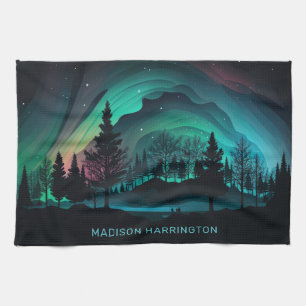 Linge De Cuisine Illustration du nom personnalisé Aurora Borealis