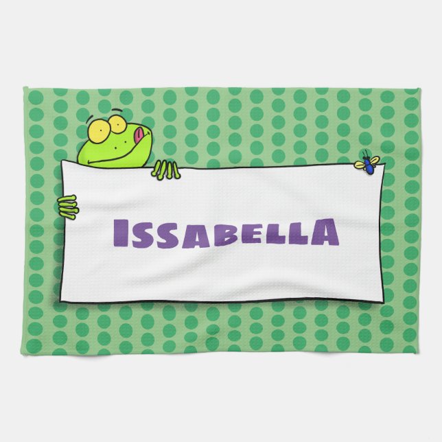 Linge De Cuisine Illustration du panneau de grenouille verte mignon (Horizontal)