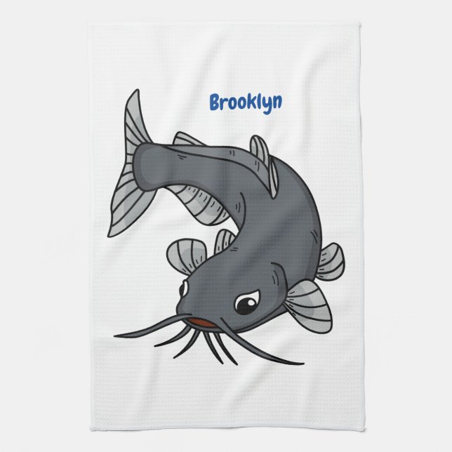 Linge De Cuisine Illustration du poisson-chat mignon (Vertical)