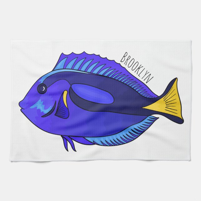 Linge De Cuisine Illustration du poisson de la cuve bleue (Horizontal)